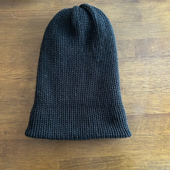 Handmade Black Knitted Beanie - Picture 2 of 2